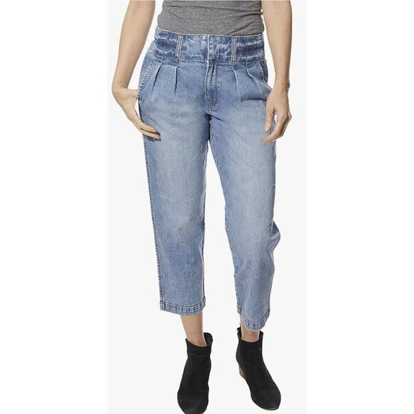 Indigo Saints Pleated Cropped High Rise Light wash Jeans (8) 29x25.5 NWT - Picture 8 of 14